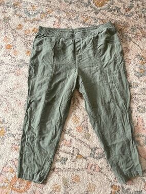 Old Navy Olive Green Linen-Blend Casual Pants